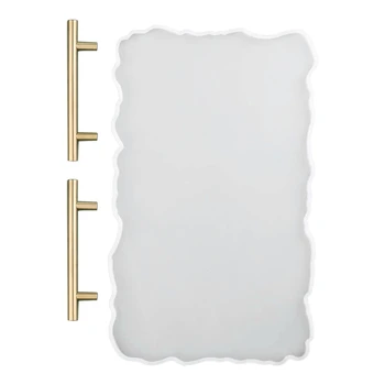 

the Gold Handle of the Silicone Resin Tray Mold, Used to Make Artificial Agate Tray Diy Crafts, Serving Board