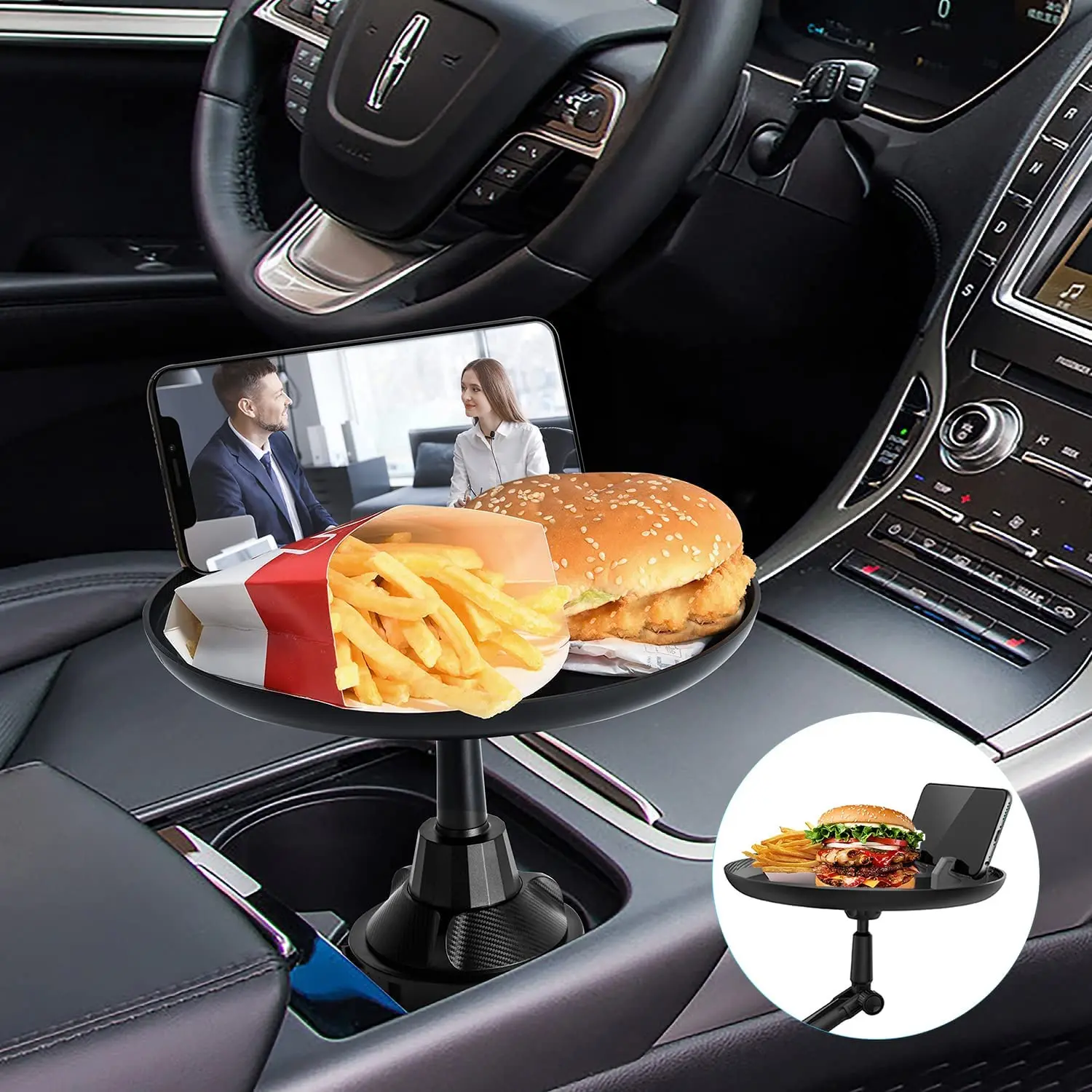 Tragbare Auto Cup Halter Mahlzeit Tablett 360 ° Swivel Arm Auto Tablett Für  Tasse Handy Halter Halterung Lebensmittel tabelle Für Die Meisten Auto Lkw  - AliExpress