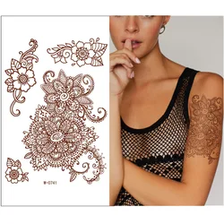 Henna Waterproof Temporary Tattoos for Women Lace Sexy Body Art Painting Fake Tattoo Stickers Cheap Goods for 1 Ruble Stickers