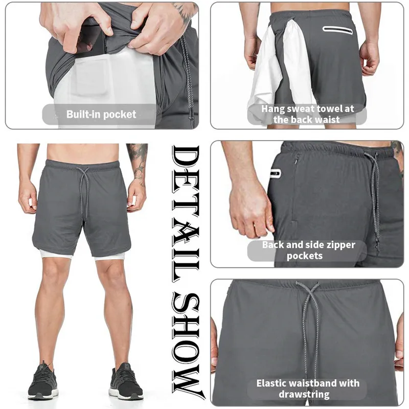 Casual Shorts Men Summer Breathable New Fashion Bodybuilding Boardshorts Male Built-in Pocket Steetwear Mens Short Trousers 2020 Casual Shorts Men Summer Breathable New Fashion Bodybuilding Boardshorts Male Built-in Pocket Steetwear Mens Short Trousers 2020