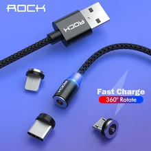 Магнитный usb-кабель ROCK для быстрой зарядки, кабель USB type C, Магнитный зарядный кабель Micro usb для зарядки и передачи данных, кабель USB для мобильного телефона