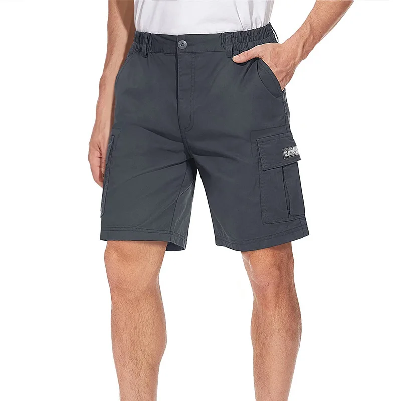 Men's Cotton Summer Lightweight Soft Casual Twill Elastic Baggy Multi-Pockets Ripstop Cargo Work Shorts
