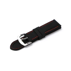Universal Waterproof Silicone Sport Watch Band - Black Strap - 20mm (Red)