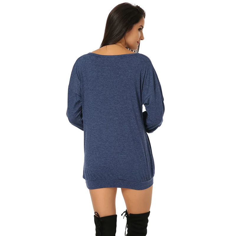 ZANZEA, осенняя Женская Длинная блузка, рубашка с длинным рукавом, вязаный сексуальный пуловер с v-образным вырезом, Повседневная Туника, для женщин размера плюс S-5XL