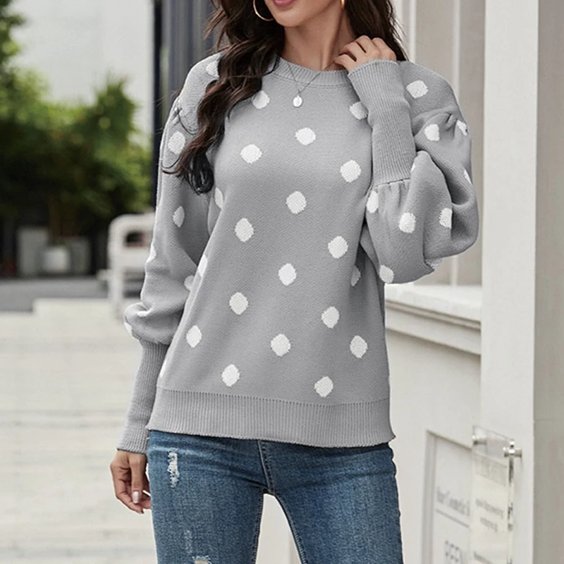 Polka Dot Knit Sweater Women 
