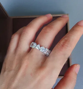 

Original Design 925 Sterling Silver Wedding Ring for Women Bling Zircon Eternity Rings Bride Engagement Anniversary Jewelry Gift