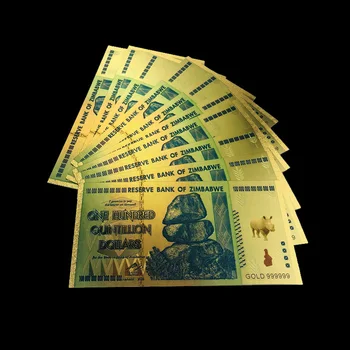 

100pcs/box Zimbabwe Banknotes One Hundred Quintillion Dollars Gold Fake Banknotes