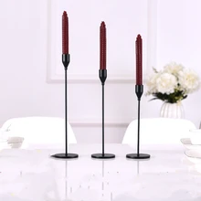3 Pcs/ Set  American Black Metal Candle Holder Simple  Wedding Decoration Bar Party Living Room Decoration Home Decoration
