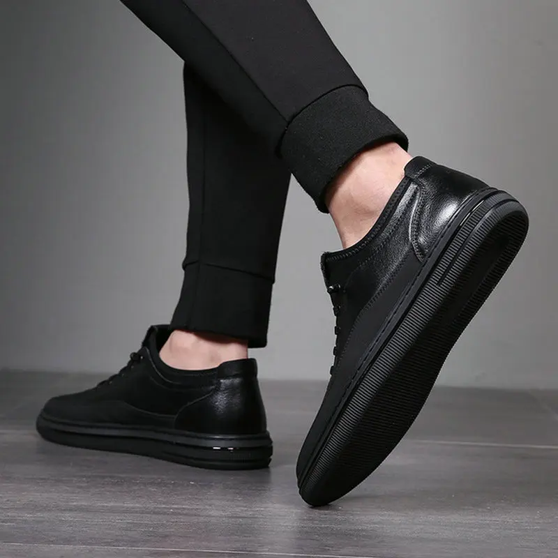 

High Quality Genuine Leather Fashion White Lace-up Leather Shoes Flats Zapatillas Hombre Mens Casual Sneaker Shoes A52-52