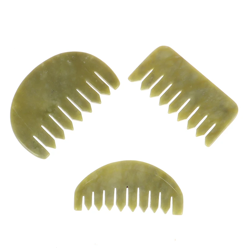 1PCS GuaSha Board Comb Natural Jade Face Body Care Scraping SPA Massage Stone Relaxation Comb Health Care 3 Types