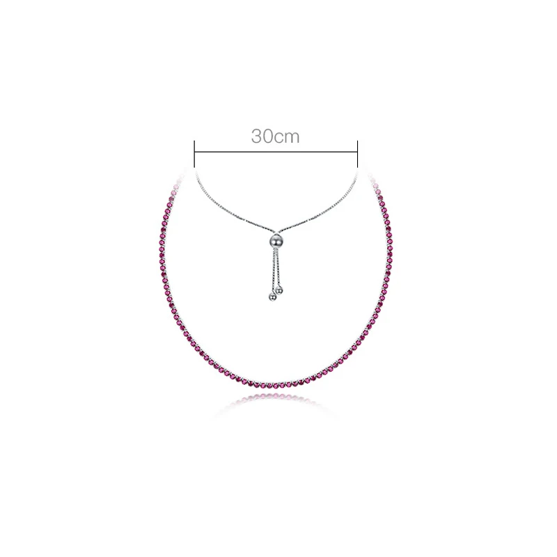 OEVAS 100% 925 Sterling Silver 2.5mm Ruby Tanzanite Sapphire High Carbon Diamond 65mm Chains Necklace Wedding Fine Jewelry Gift