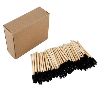 

100pcs Bamboo Handle Eyelash Brush Makeup Brush Eyelash Extension Wands Disposable Eyebrow Brush Mascara Applicator Makeup Tool