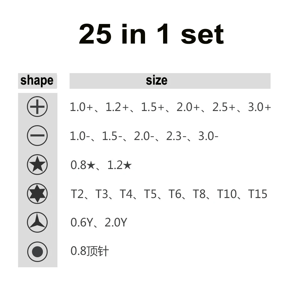 Набор инструментов для ремонта телефона 25 в 1 отвертка Torx многофункциональная точность открытия для IPhone samsung huawei Xiaomi Tablet PC