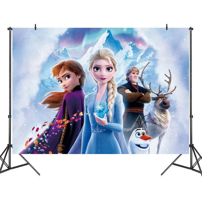 Figuras de Frozen 2 para niños, fondo de tela de 125x80CM de Disney, decoración de diseño de Fiesta Temática de cumpleaños