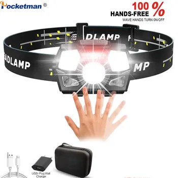 

7000 Lumen Motion Sensor Headlamp Powerful Super Bright LED Induction Headlight USB Rechargeable Head Lamp Waterproof Work Light