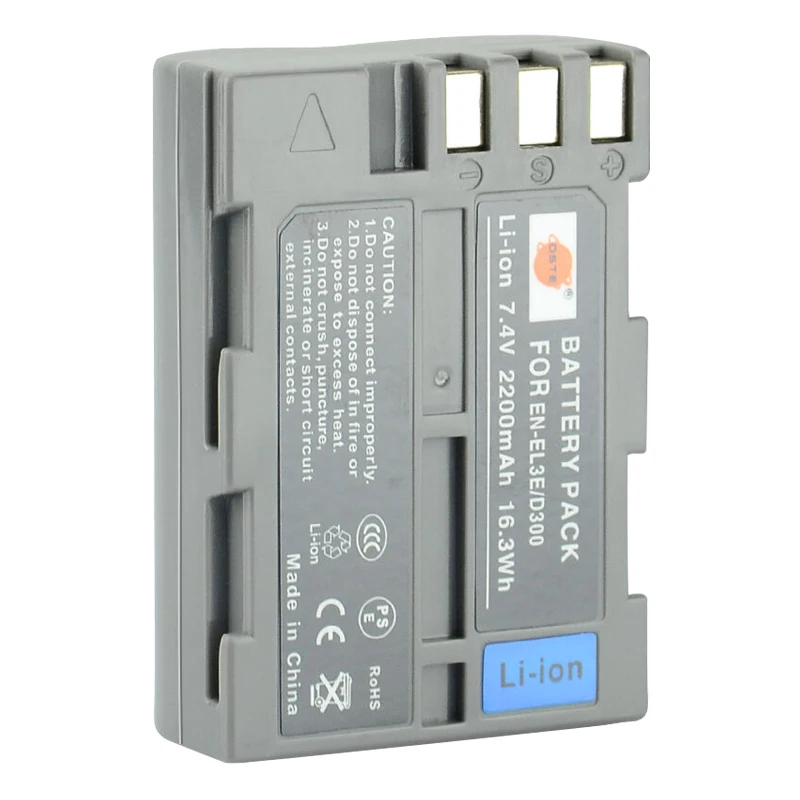 3PCS 2200mAh 7.4V DSTE EN-EL3E ENEL3 D300 Digital DSLR Battery 1*Charger for Nikon D70 D70S D80 D90 D100 D200 D300 D300S D700