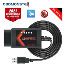 

NEW ELM327 V1.5 USB HS CAN/ MS CAN for FORScan Pro Car Scan Tools For Ford Hidden Function Programming OBD2 Diagnostic Scanner