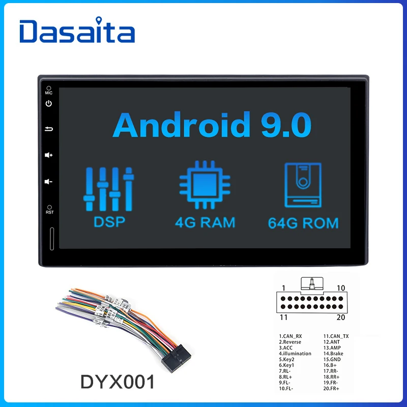 Dasaita " HD сенсорный экран автомобиля радио 2 din встроенный DSP Android 9,0 Универсальный Автомобильный мультимедийный плеер TDA7850 HDMI выход - Цвет: DYX001
