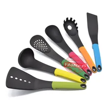 Горячая Распродажа цветной 6 шт нейлоновая кухонная утварь антипригарный горшок набор для приготовления пищи набор кухонной посуды набор посуды