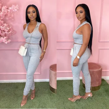 

Wjustforu Hoodies Two Piece Set Women Pullover Tops + Stacked Sweatpants Female Summer Casual Sporting Tracksuit Vestidos Slim