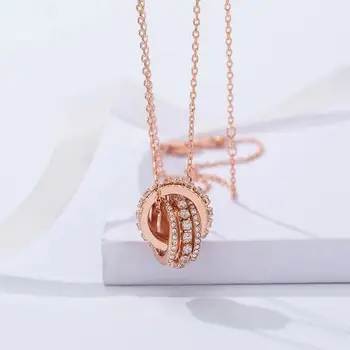 

yishi New original Swarovski element crystal necklace double ring transfer bead necklace birthday gift