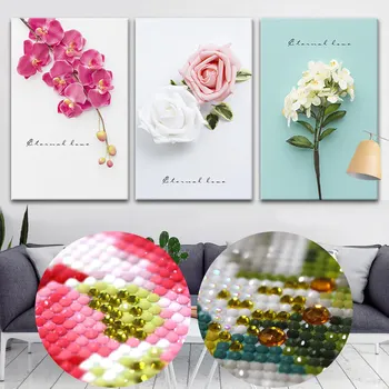 

2020 5D Special Shaped Diamond Painting flower Embroidery Triptych full Round drill decorations for home