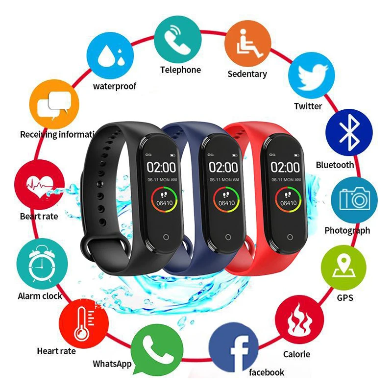 M4 Smart Band Fitness Tracker Bracelet Sport with Heart Rate Blood Monitor Health Wristband Smart Watch Fit Bit Pulseira Reloj