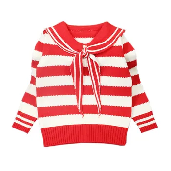 

Crew Collar Kids Girls Sweater Naval Style New 2019 Autumn Warm Knitted Pullover Coat Sweet Princess School Style Soft Clothes