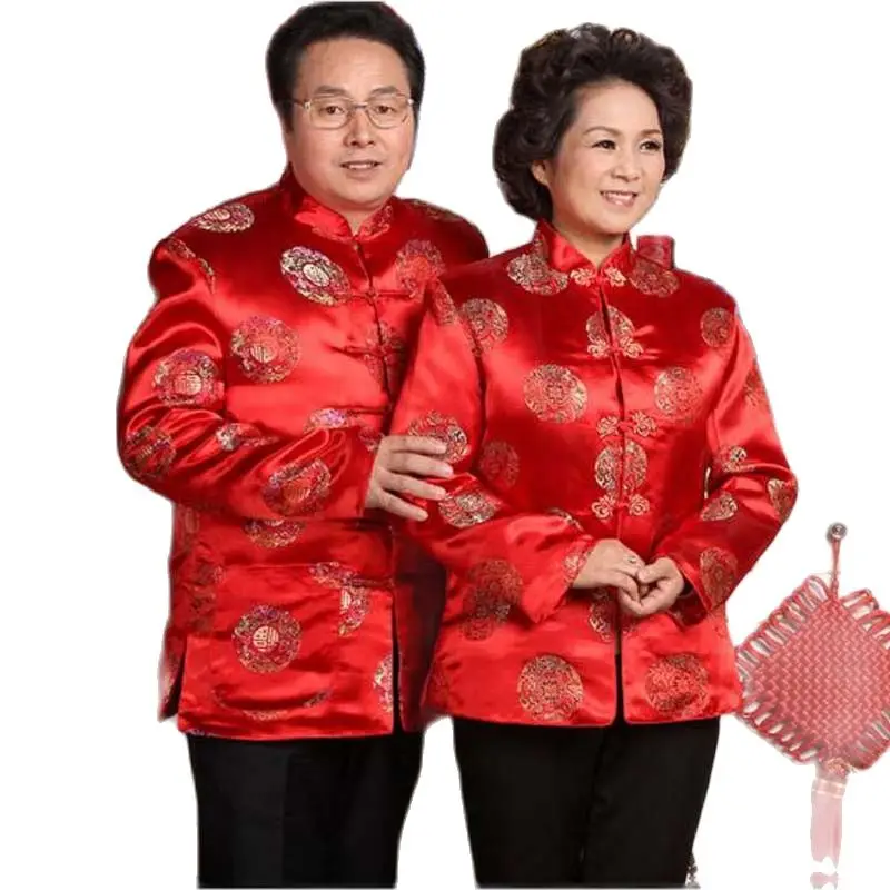 Chinese Traditional Style Men Women Satin Jacket Casual Tang Suit New Year T Shirts Tops Jackets Comfortable Long Sleeves Coat