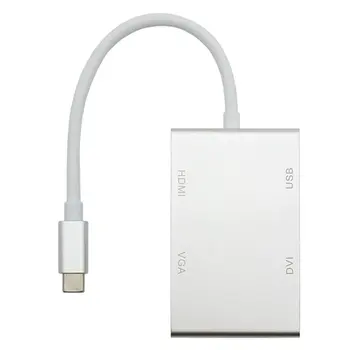 

Plug & Play Portable Size USB-C Type C to HDMI DVI 4K VGA Multilport Adaptor Converter Cable with USB 3.0 A7Q3