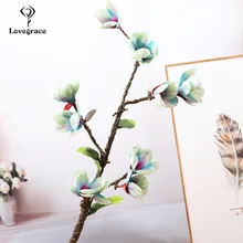 9 голов шелковые мангнолии искусственные цветы ветка украшение для свадьбы дом фестиваль Декор имитация мангнолия