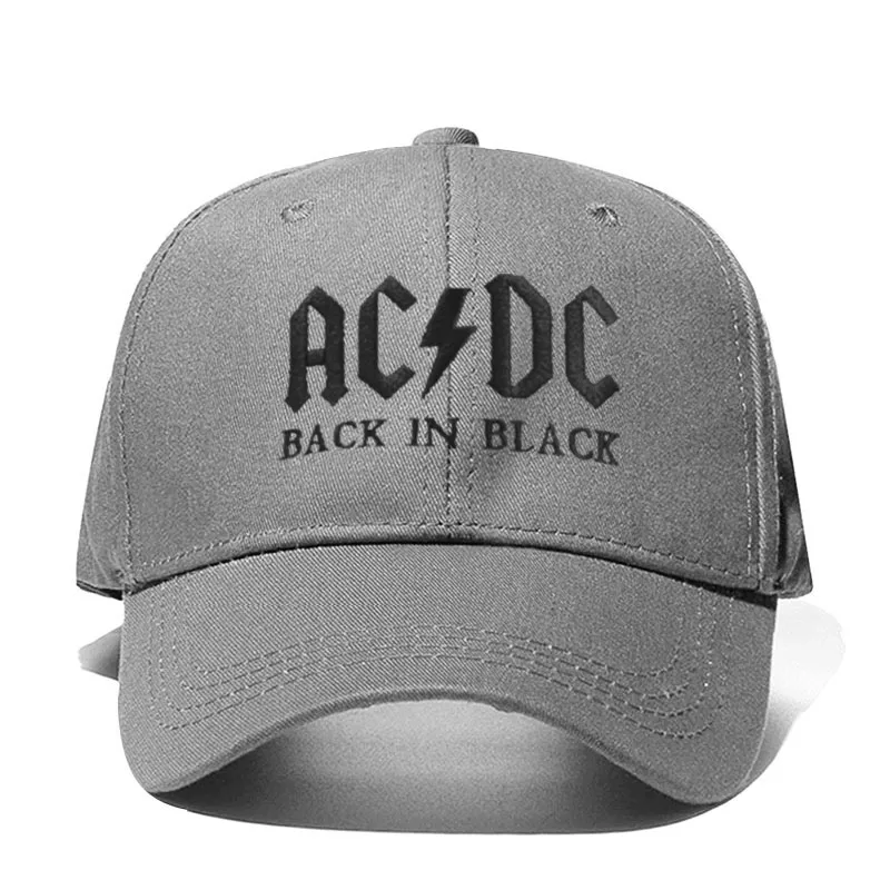 Новинка, бейсболка с полосами AC/DC, кепка в стиле рок, хип-хоп, Мужская бейсболка acdc, Кепка с вышитыми буквами, Повседневная шляпа для диджея, рок, папы, Прямая поставка - Цвет: grey black