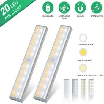 

USB Charging Human Body Induction Light Control Cabinet Light Dual Induction Magnetic Closet Cabinet Toilet Stairs Night Lamp