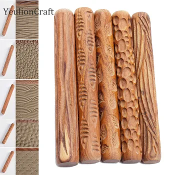 

Chzimade Wood Polymer Clay Tools Acrylic Molds Rolling Embossed Flower Sculpture Clay Tools
