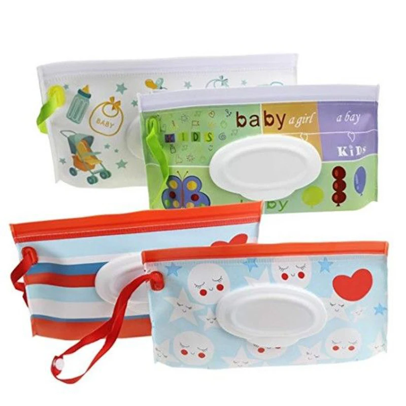 

Cartoon Print Baby Wet Wipes Bag Reusable Wet Wipes Cover Container For Wet Wipes Baby Skin Care Travel Wipes Bag