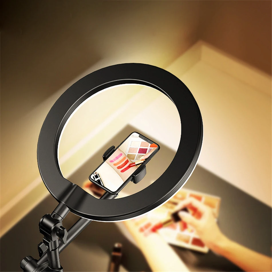 Profession Desktop Photography LED Ring Light with Tripod Stand Phone Holder Ring Lamp for Photo Studio Nail art Video Ringlight
