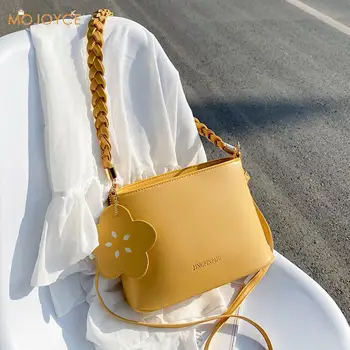 

Youth Ladies Simple Versatile Bag Women Bucket Shoulder Bag Lady PU Leather Flower Pendant Casual Handbag Totes