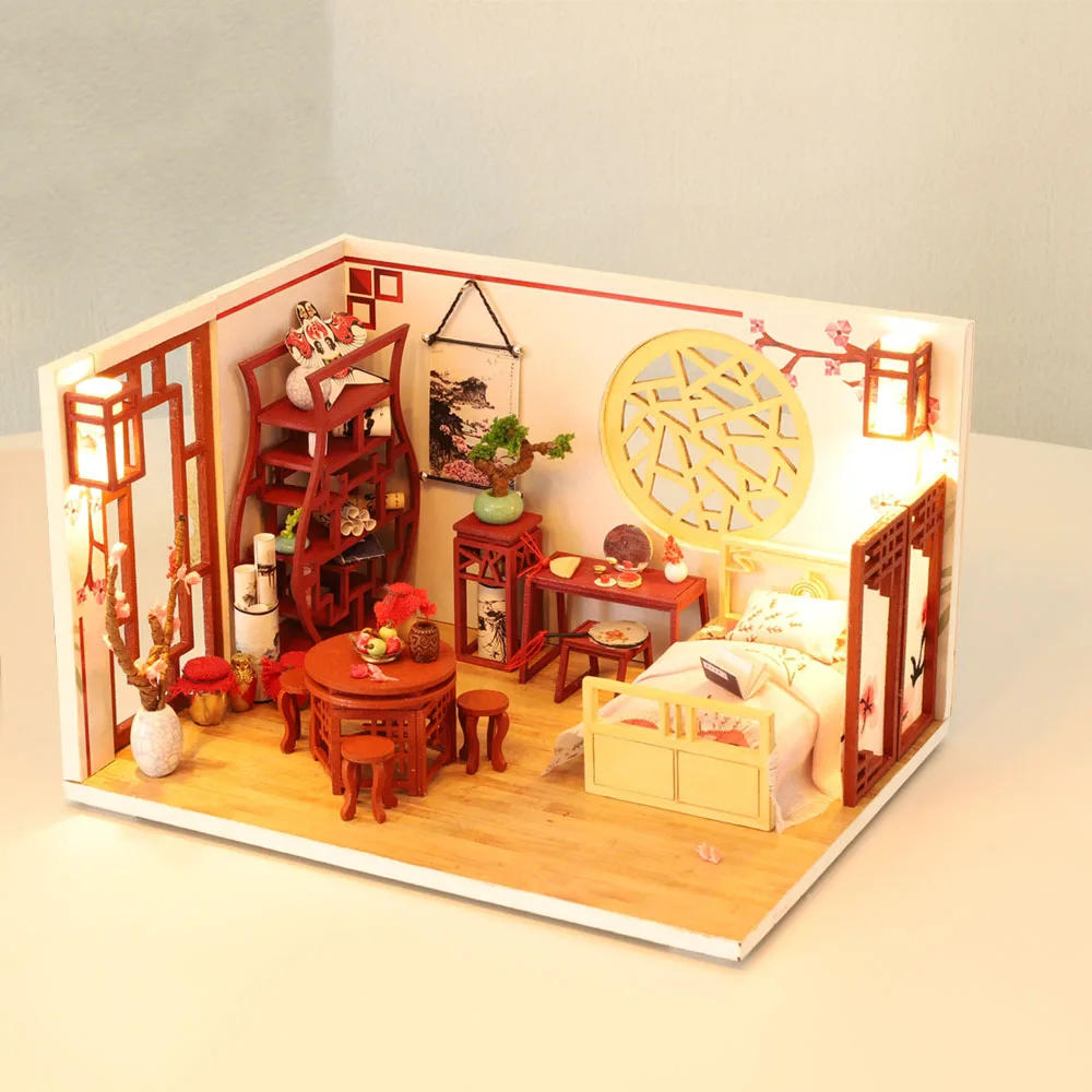Детские игрушки Diy кукольный домик собирать деревянные Miniaturas кукольный дом мебель миниатюрный кукольный домик Головоломка Развивающие игрушки для детей