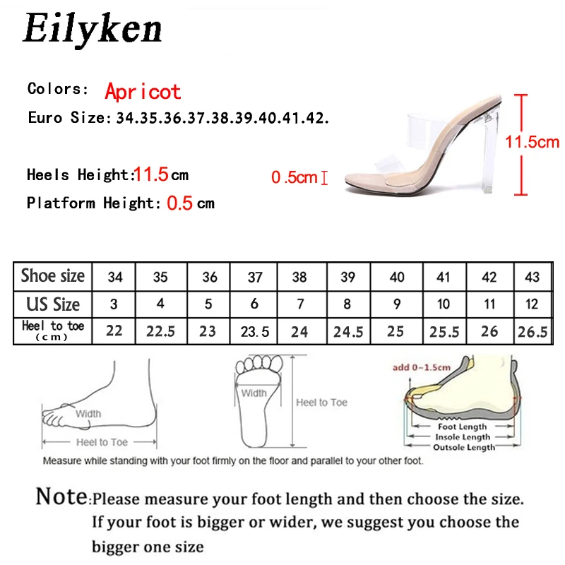 Eilyken PVC Transparent Open Toes Women's Slippers Summer Sexy High Quality Crystal Clear Heel Female Shoes Party Sandals