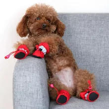 4pcs/set Pet Dog Soft-soled Waterproof Rain Anti-slip Boots Winter Thick Warm Small Cats Puppy Dogs Boots Footwear