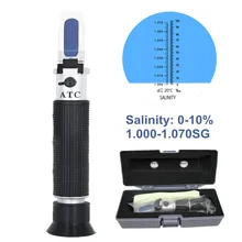  Refractometer Sea Salinity Meter Salt Water Concentration 1.000-1.070SG Aquarium Handheld Mariculture Breeding Gravimeter 0~100% 