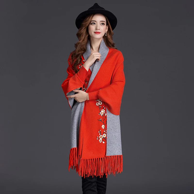 Женский высококачественный осенний кардиган с кисточками, длинный вязаный свитер, элегантный, 14 цветов - Цвет: Orange Grey