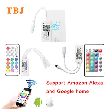 

DC5-28V MINI RGB RGBW LED WIFI Music Controller For Strip Light Compatible Amazon Alexa / Google Home IR RF Remote Controllable