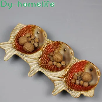 

30.5*14cm Ceramic Fruit Plate Goldfish Compartment Snack Plate Household Multi-Function Crafts Ornaments Soap Box Jewelry Plate