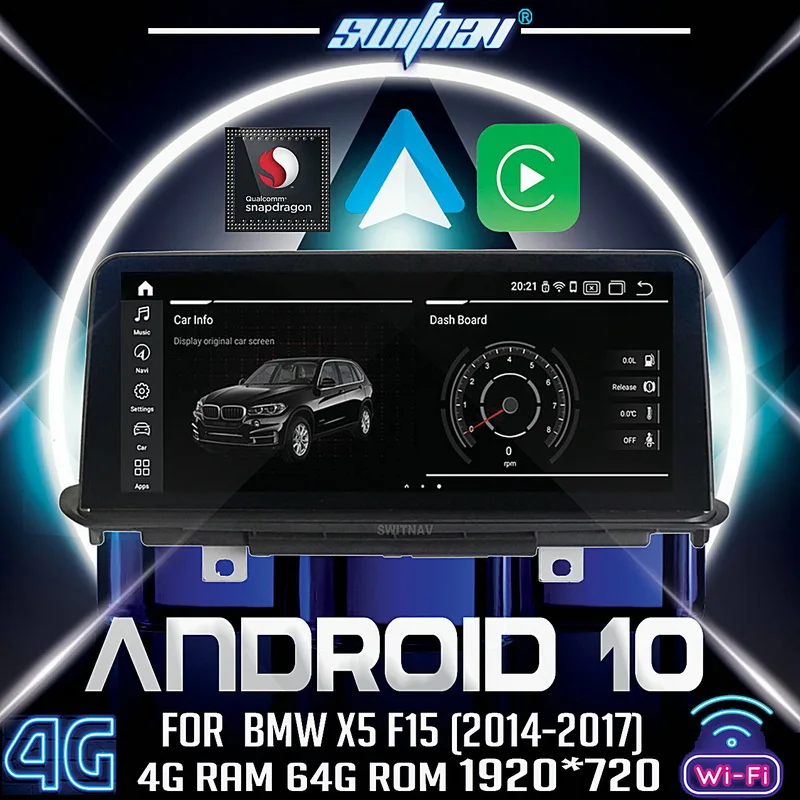 Автомобильный DVD проигрыватель Qualcomm на Android 10 для BMW X5 F15 X6 F16 (2014 2017) оригинальная