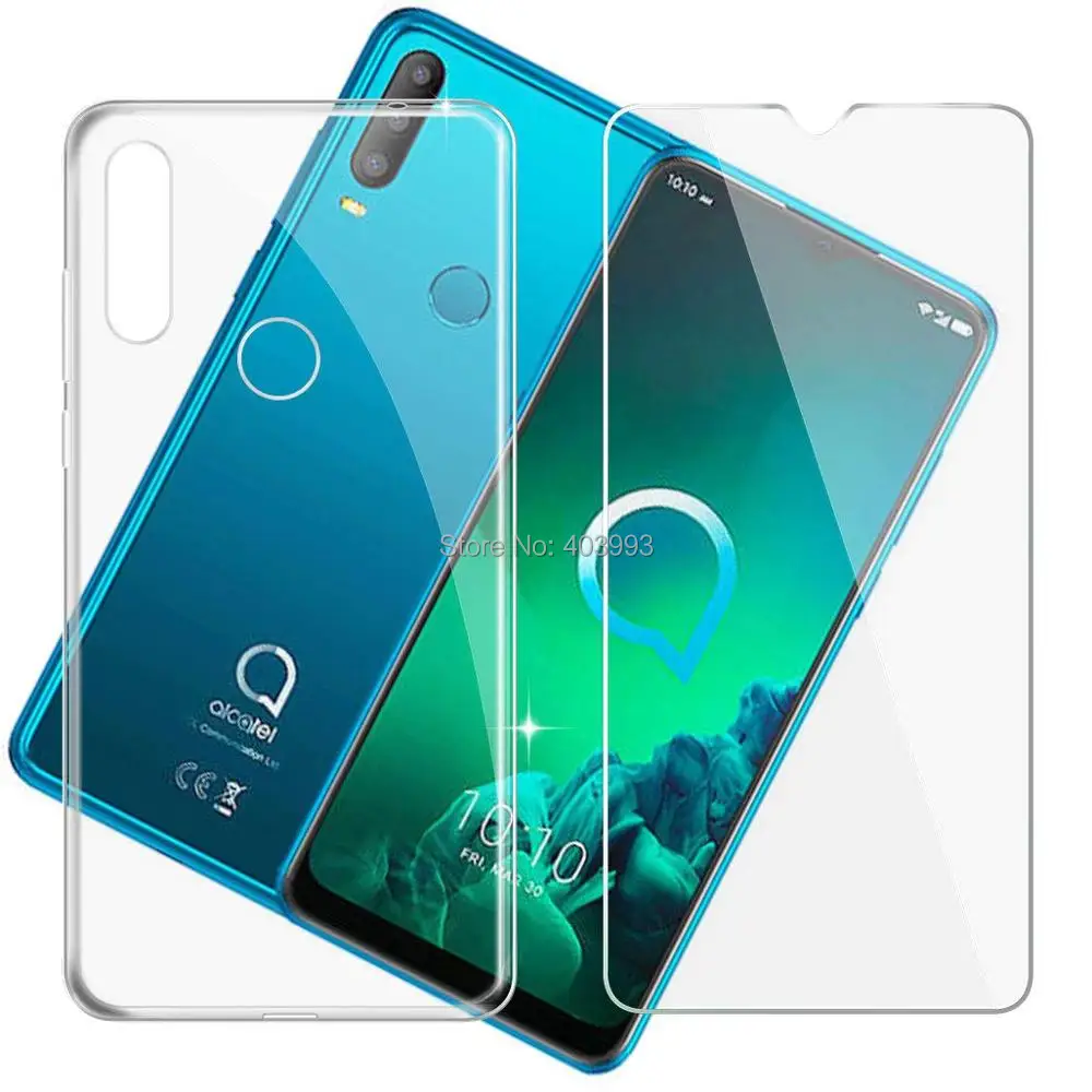 

For Alcatel 3X 2019 Soft Case Alcatel 3X 2019 Tempered glass Luxury Soft TPU Phone Case With Tempered glass For Alcatel 3X 2019