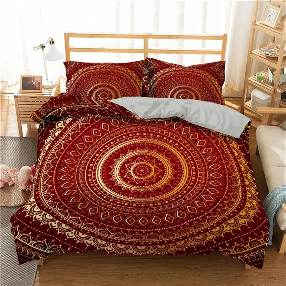 Домашний Комплект постельного белья с мандалой, цветочный рисунок Пейсли, пододеяльник, набор, богемное одеяло, Комплект постельного белья s queen King size - Цвет: CD057-6