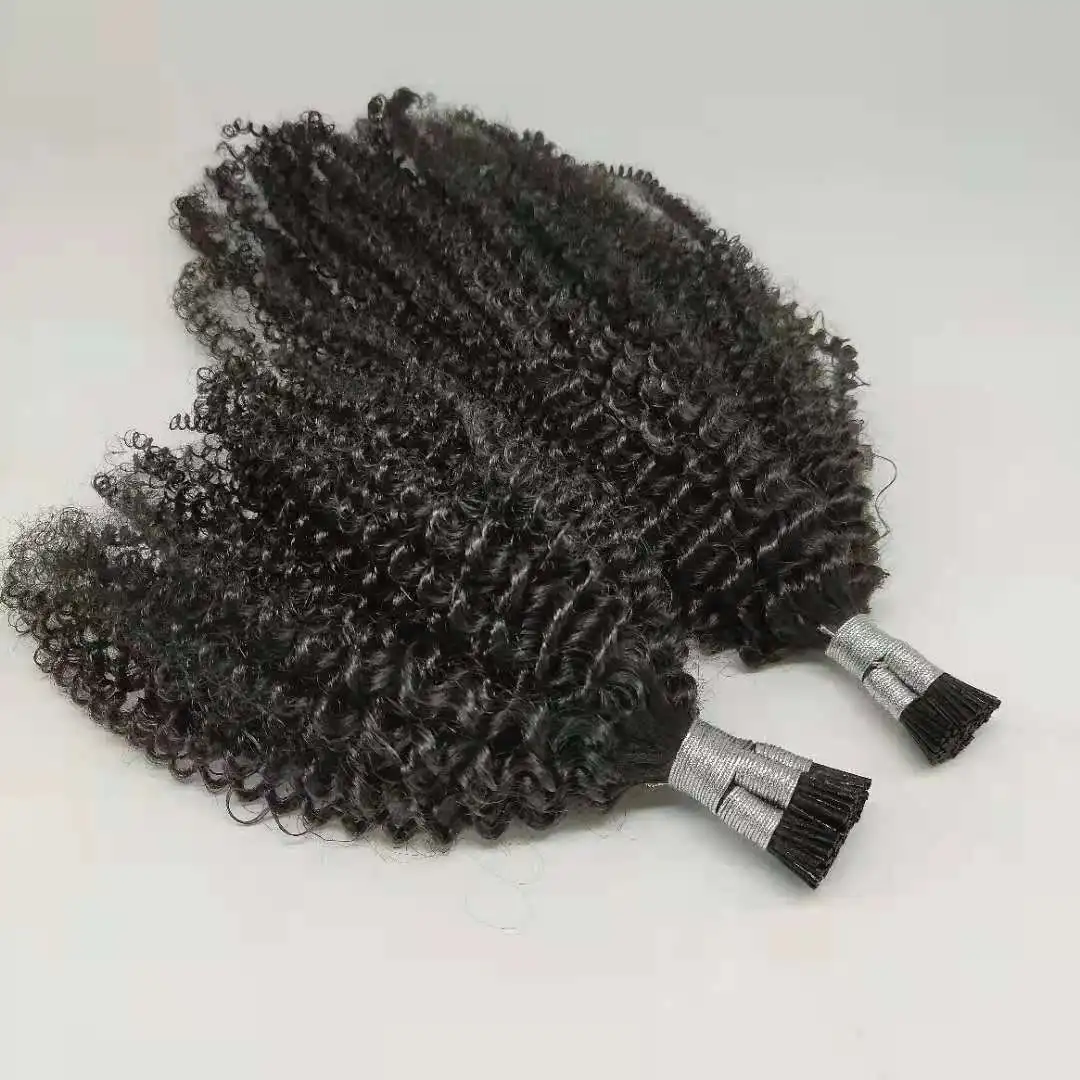 Bluelucky High Quality One Donor Natural Black Virgin Remy I Tip Hair Extension
