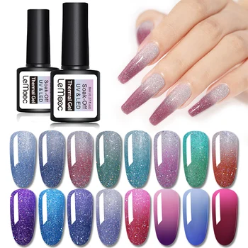 

LEMOOC Temperature Change Gel Polish Thermal Magic Nail Varnishes Gel Soak Off UV LED Glitter Sequins Lacquers Top Base Coat