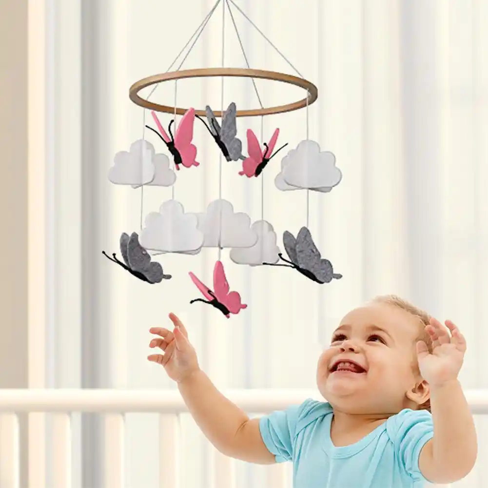 Decoration Suspendue Au Plafond Pour Chambre De Bebe Magnifique Papillon Mobile Dans Les Nuages Blancs Aliexpress